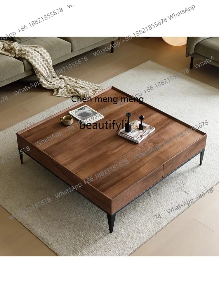 

Индивидуальный деревянный чайный столик из черного ореха в Северной Америке, скандинавский современный минималистичный деревянный чайный столик для хранения в гостиной