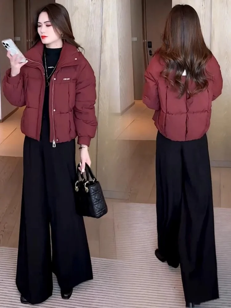 

Women's down Cotton Jacket Winter Coat Short Lightweight Autumn Winter Style Fashionable Commute Loose Fit Zipper Closure