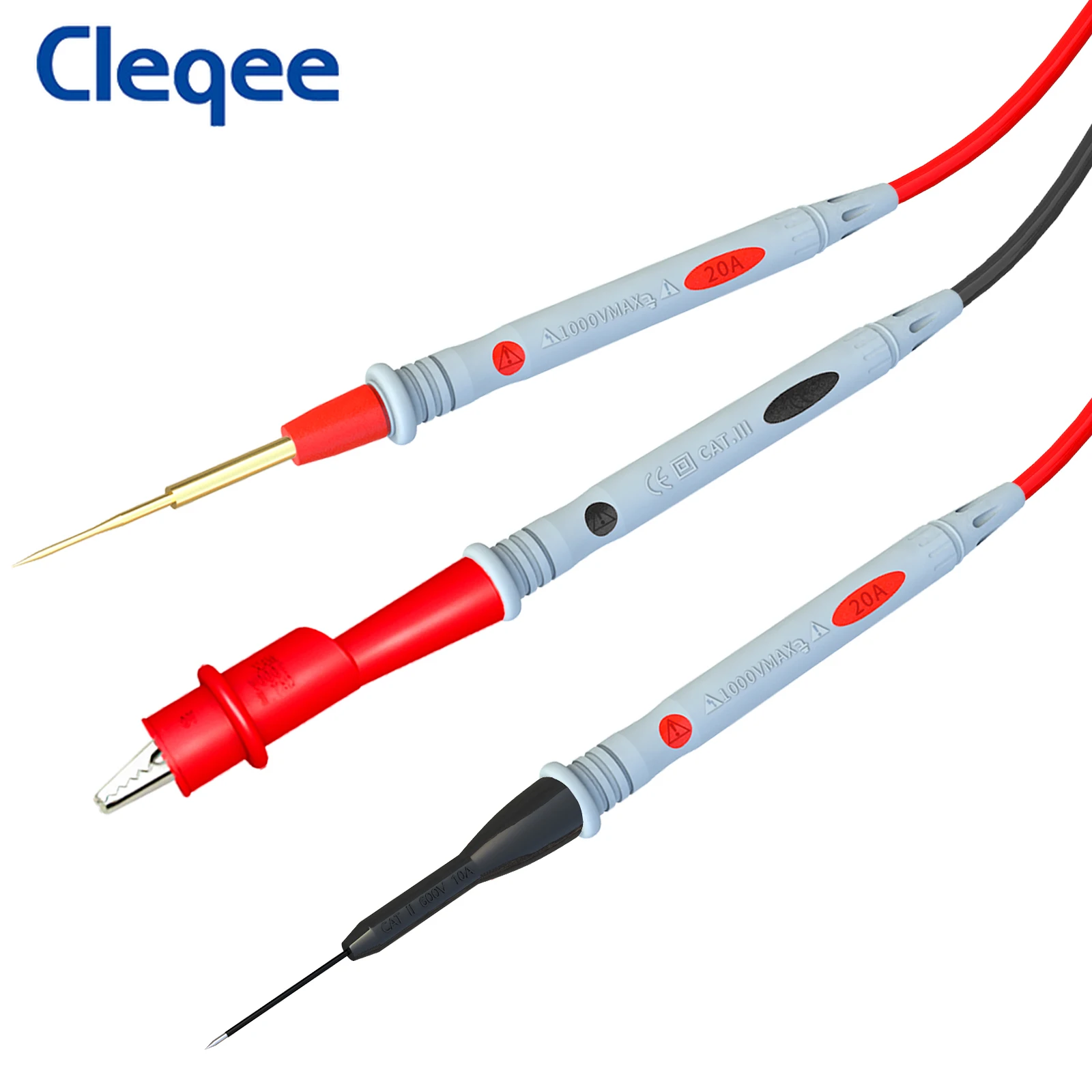 Cleqee P507D Multimeter Test Leads Kit 4mm Banana Plug Alligator Clip Automotive Test Hook Wire Piercing Probe Tweezer Cable