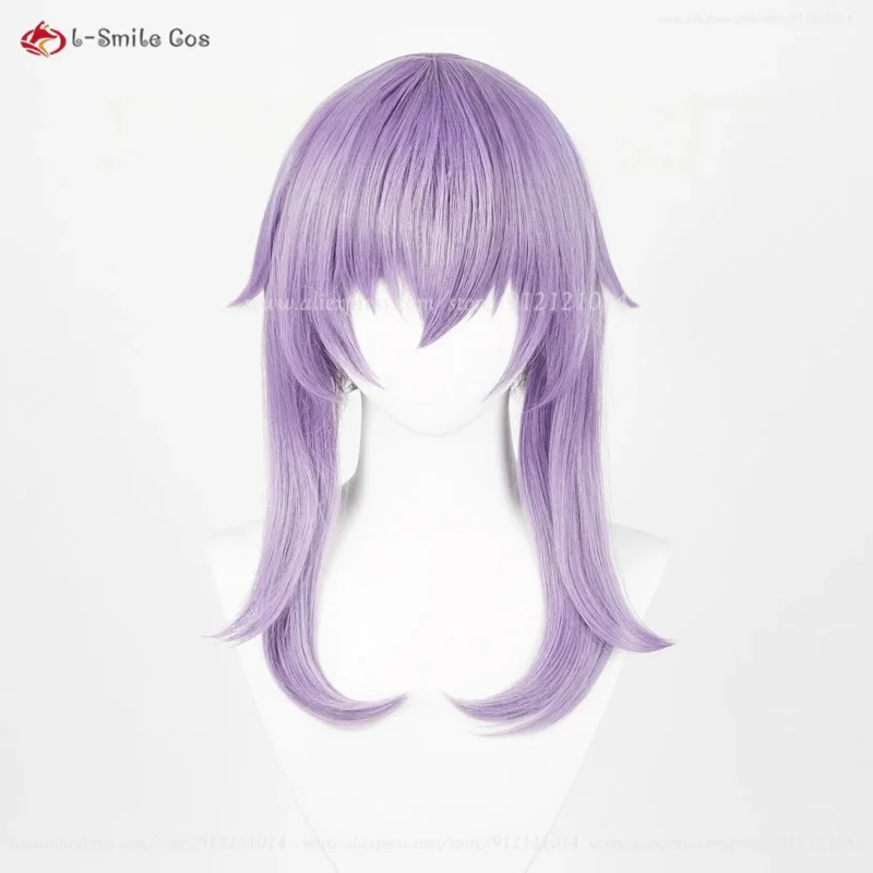 Hiiragi Shinoa شعر مستعار تأثيري 40 سنتيمتر قصيرة الضوء الأرجواني قبل الضفائر الباروكات أنيمي شعر مستعار تأثيري مقاومة للحرارة الاصطناعية الشعر + غطاء شعر مستعار