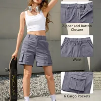 Pantalones cortos Cargo de cintura baja elásticos Vintage para mujer, pantalones cortos informales lisos de verano con bolsillos para deportes
