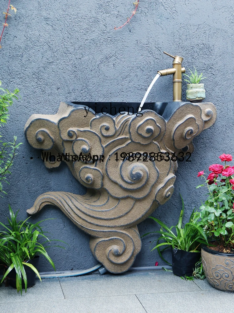 FF Courtyard Garden Column Basin Wall-Mounted Washbasin Countertop Basin Yard Wall-Mounted Washbasin home decor