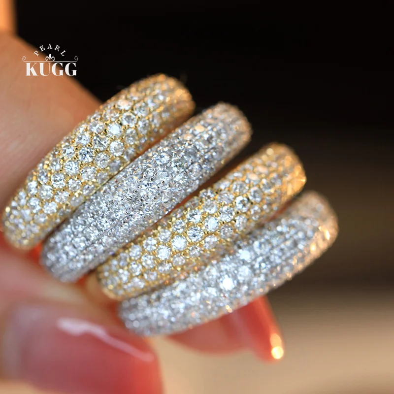 

KUGG 100% кольца из белого/желтого золота 18 карат, модный стиль, 1,10 карата, обручальное кольцо с настоящим натуральным бриллиантом для женщин, ювелирные изделия для вечеринок
