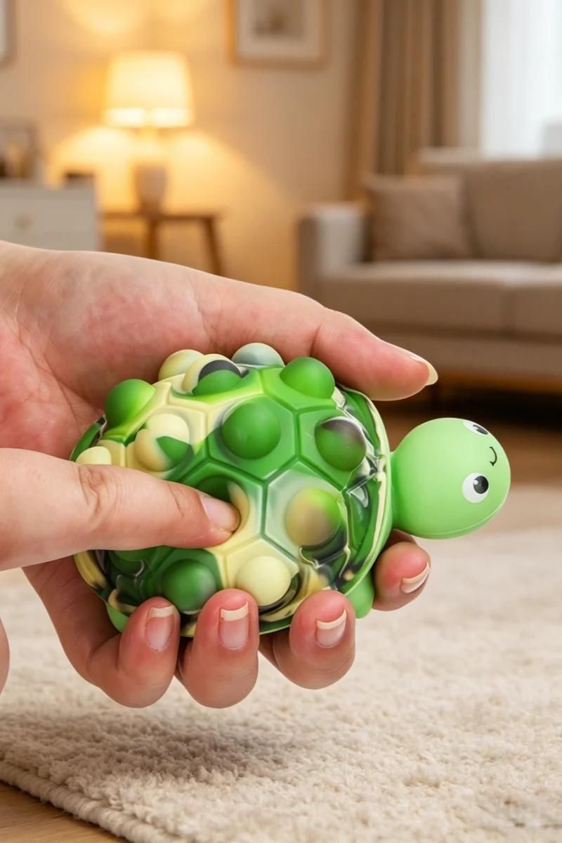 Cute Turtle Squishy Pop It Fidget Ball - Soft Silicone Stress Relief Squeeze Toy for Kids & Adults, Sensory Fidget Toy