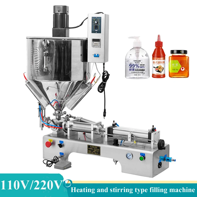 

Single Head Paste Filling Machine Yogurt Jam Gel Pneumatic Filling Machine Heating And Stirring Piston Type Liquid Filler