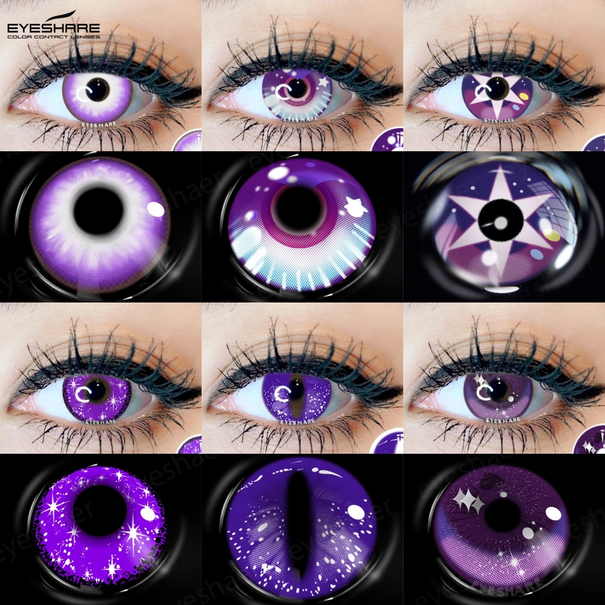 EYESHARE 1 par de lentes de Cosplay lentes moradas lentes de contacto de colores para ojos accesorios de Anime anuales lentes de contacto oculares Halloween