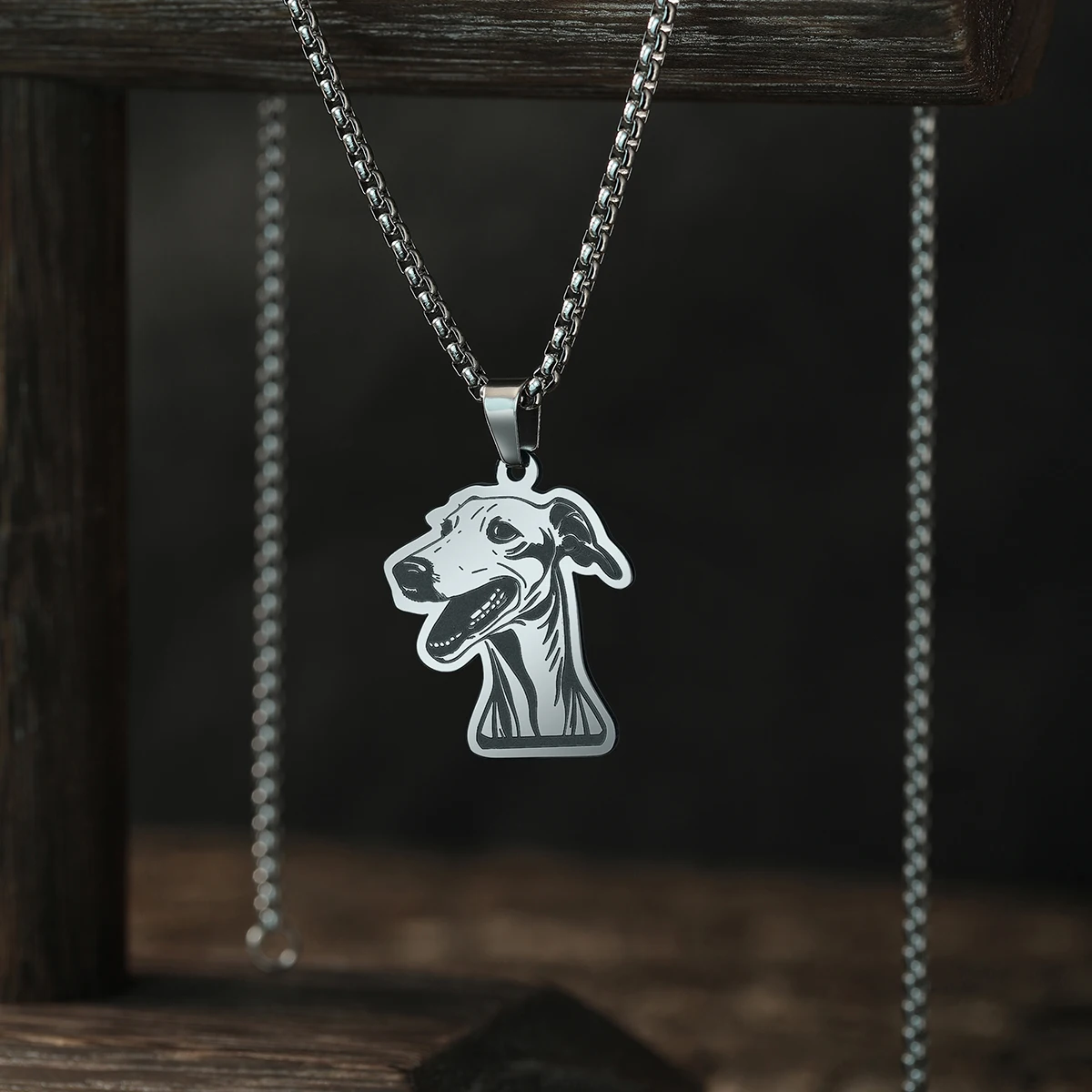 Chandler Stainless Steel Cartoon Greyhound Necklace Pendant Unique Jewelry Animal Charm Birthday Party Gift