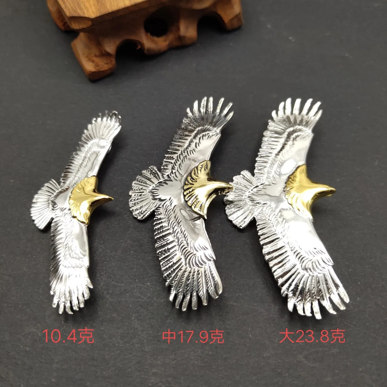 Japanese trendy jewelry handsome men's and women's sterling silver 925 pendant eagle gold head necklace pendant