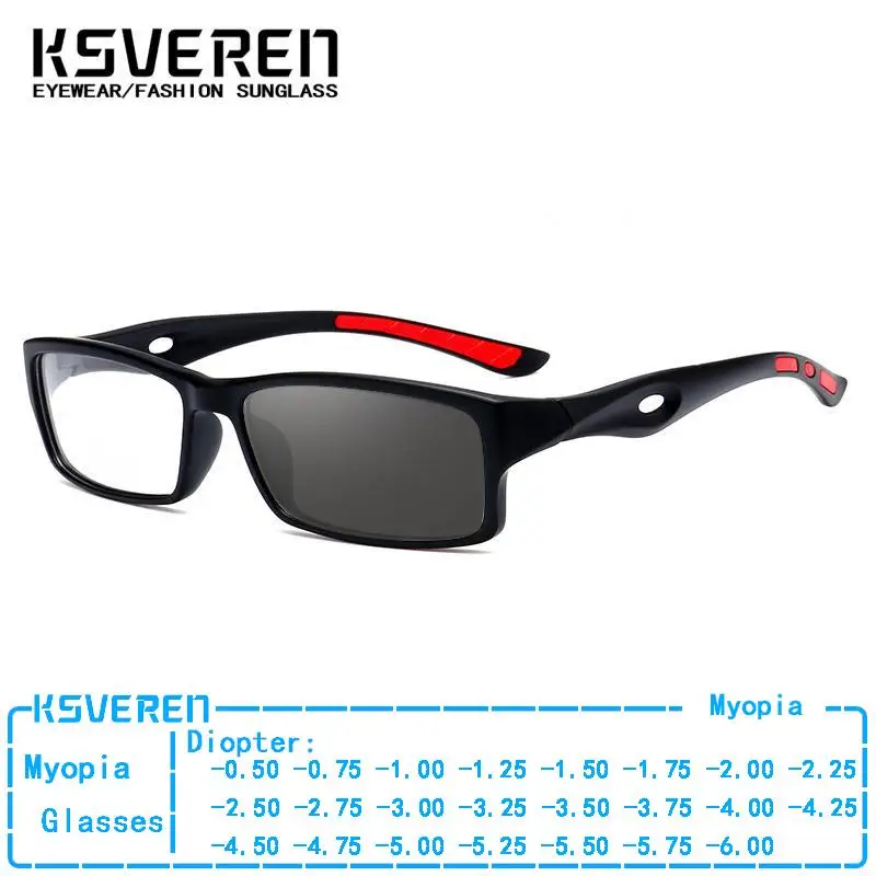 

TR90 Outdoor Photochromic Myopia Glasses Men Women Sports Fashion Color Changing Finished Nearsighted Eyewear Minus Diopters