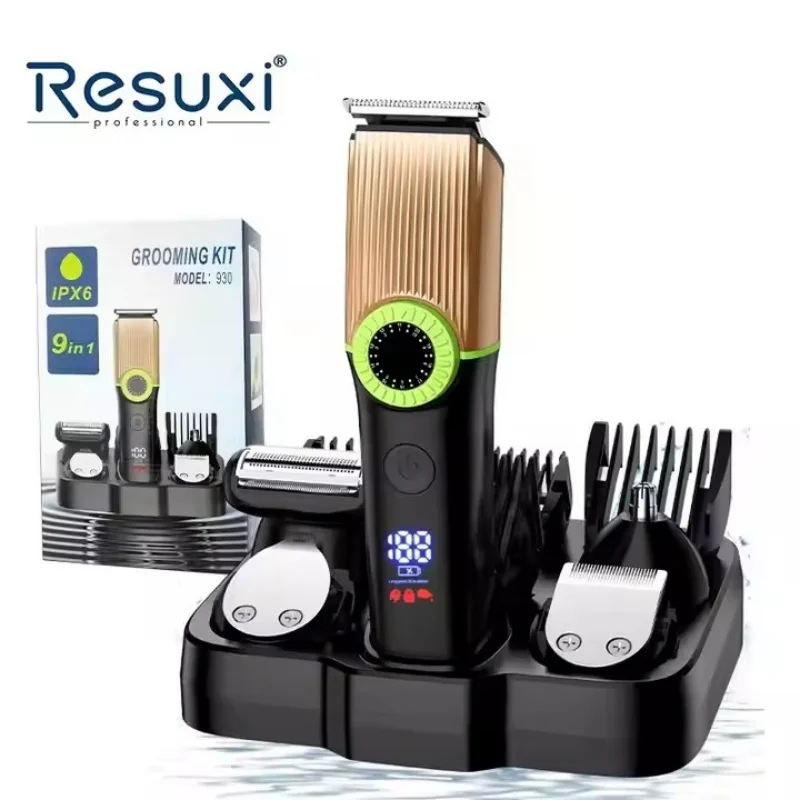 

Resuxi 930 Men Grooming Kit 5 in 1 Waterproof Beard Trimmer Nose Hair Trimmer Shaver 0-20mm Multi-Functional Hair Clipper Set