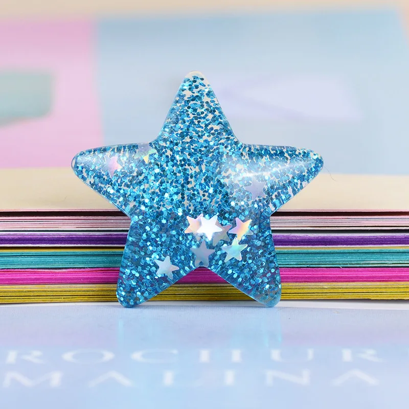 Dijes de resina con estrellas brillantes para el cabello, adornos para manualidades, piezas de Material hecho a mano, accesorios para el cabello, 10 piezas