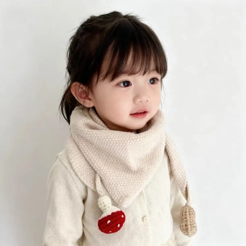 Cute Mushroom Peanut Knitted Scarf Soft Cotton Thicken Thermal Neckerchief Anti-Cold Windproof Neckerchief Toddlers