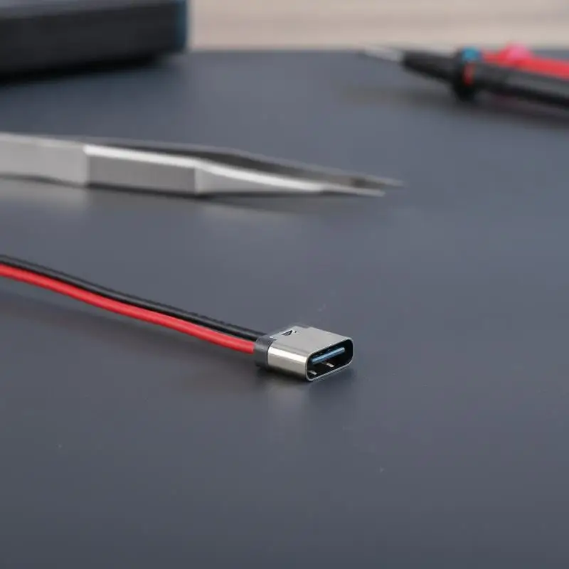 Type-C Female Chassis Waterproof Connector, 2P Solder Wire USB-C Pigtail Extension Power Cable, USB-C Plug to 2 Pin Wire