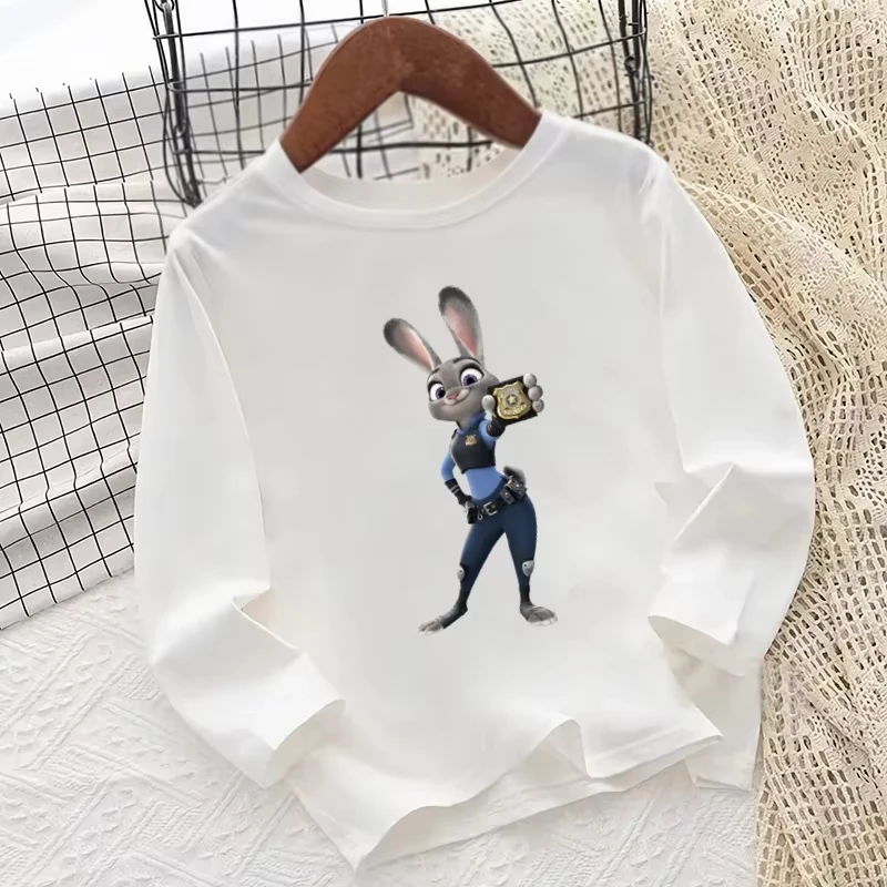 تي شيرت Zootopia كارتوني بأكمام طويلة للأطفال ملابس كاجوال للخريف مناسبة للأولاد والبنات #4