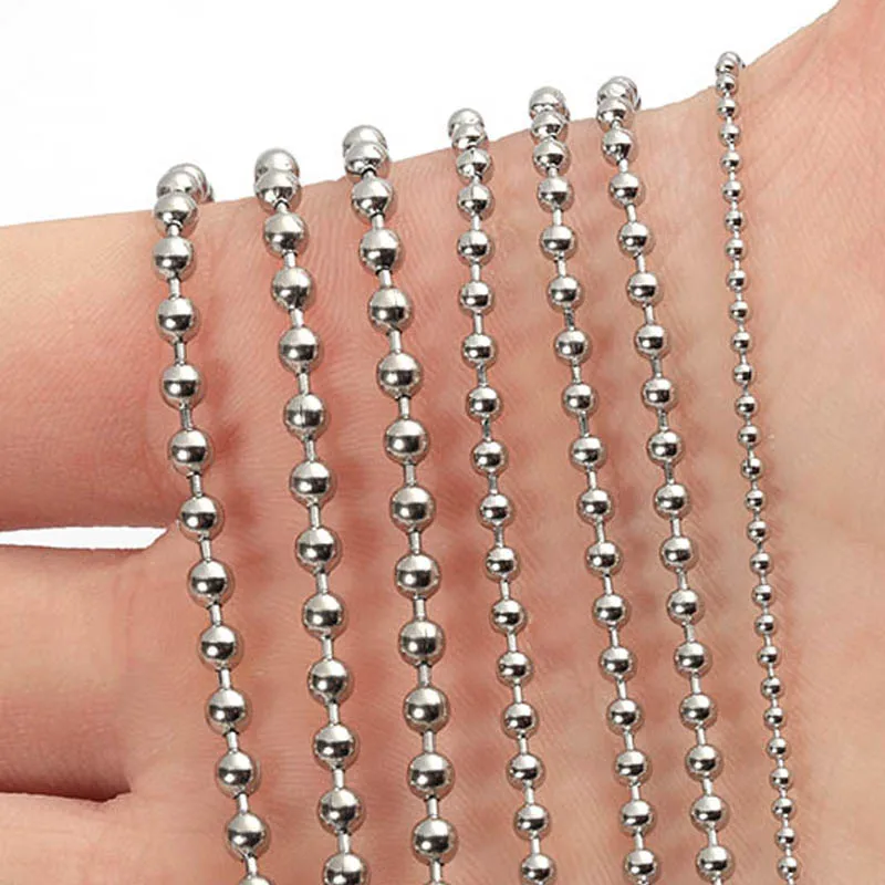 5meters 1.5/2/2.4/3mm Ball Beaded Stainless Steel Chain for Necklace Bracelet Kychain DIY Jewelry Making Findings Wholesale