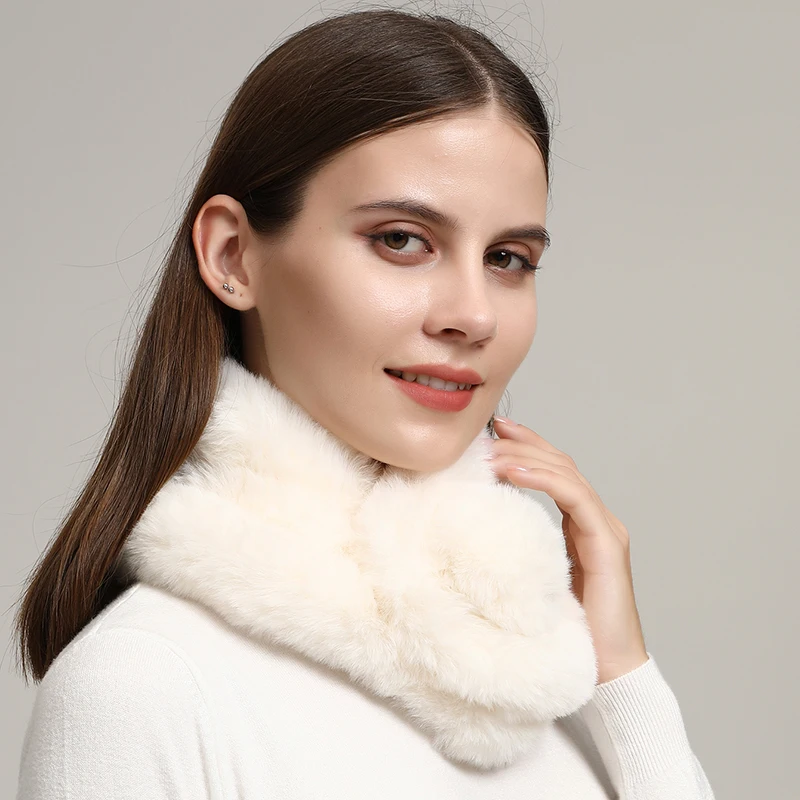 

Winter Women Three Tube Rabbit Hair Scarf Solid Color Simple Wrap Outdoor Warm Thickened Neckerchief Muffler 70*14cm