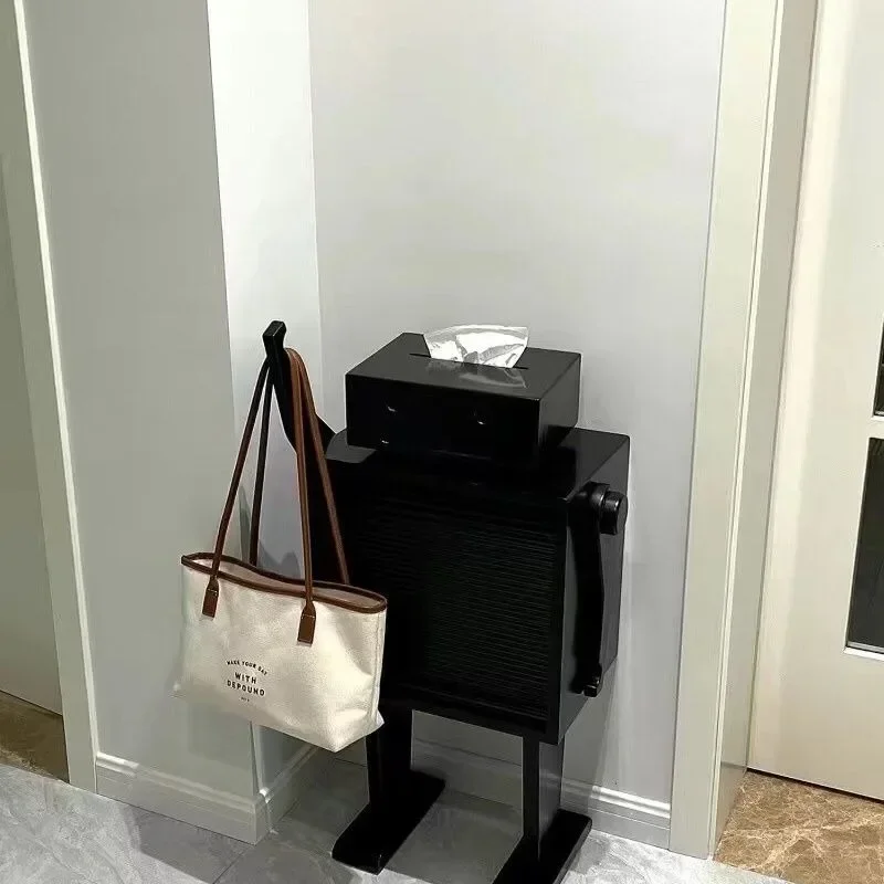 Robot Cabinet Wine Cabinet Storage Retro Creative Bedside Dining Side Cabinet Children Storage Solid Wood Locker