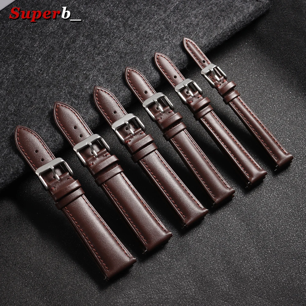 Calfskin Leather Watch Strap Soft Business Wristwatch Band 12mm 14mm 16mm 18mm 20mm 22mm Quick Release Watchband with Pin Buckle