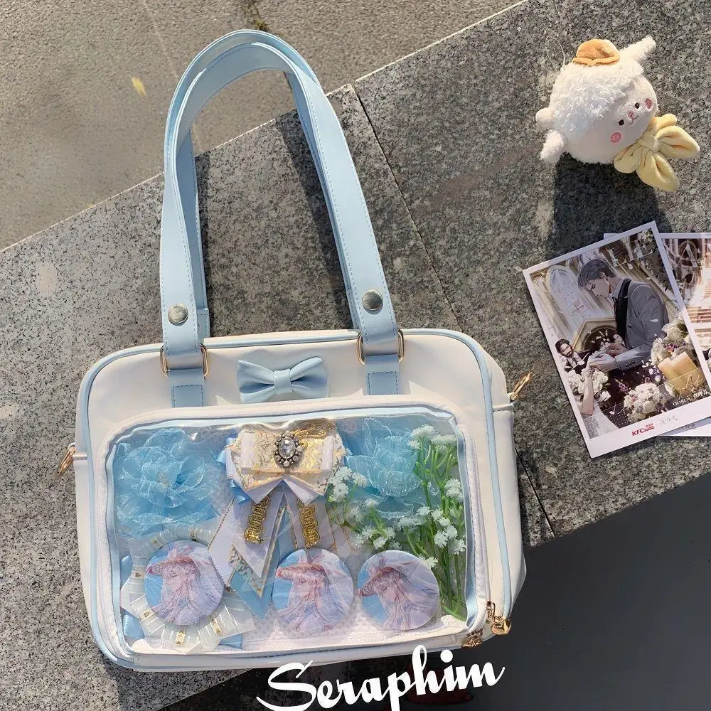 Y2K Nette Schleife Ita Tasche Mädchen Transparente Umhängetasche Frauen Mode Umhängetasche Messenger Tasche Ladys DIY Abzeichen Tote Tasche Lolita Handtasche – Detail 4