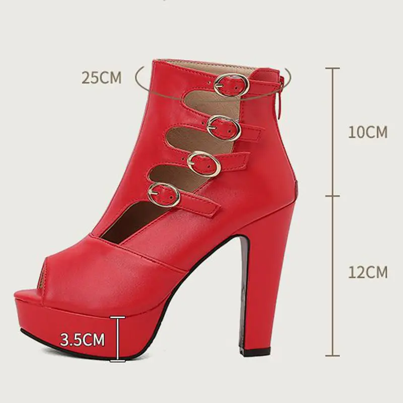 

Girseaby пикантные модные женские сандалии с открытым носком на блочном каблуке 12 см на платформе 3,5 см с застежкой-молнией и пряжкой на ремне, большой размер 48 49 50 обувь для свиданий