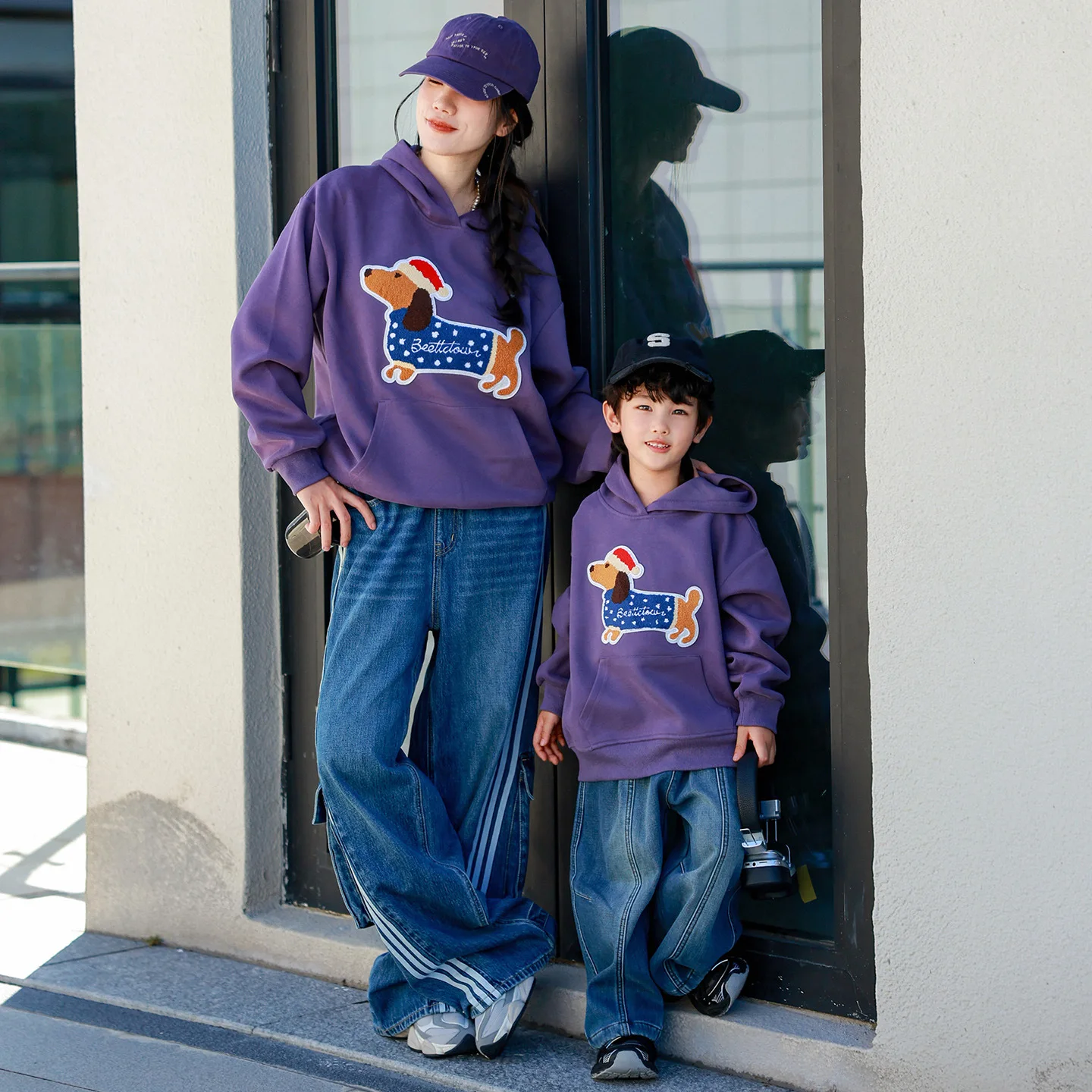 2026 Autumn Family Matching Hoodies Cartoon Embroidery Unisex Parent-Child Outfit Cute Kids Clothes Korean Children's Clothing