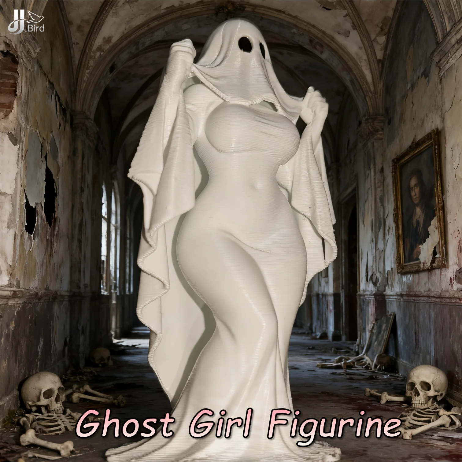 A ghost Niang ornaments, creative design modeling decorative ornaments, suitable for creating a festive atmosphere.