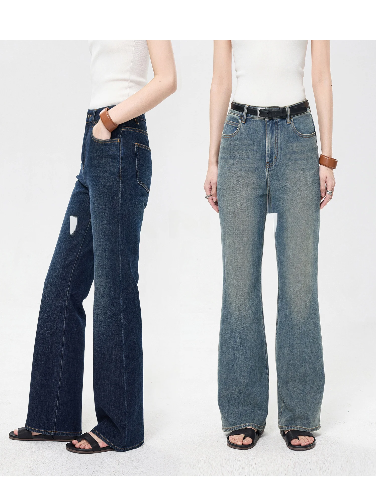 

Ultra Model High Waist Bell Bottom Jeans Lenzing Cotton Smooth Comfortable Slimming Denim Pants Women's Spring Season Fashion