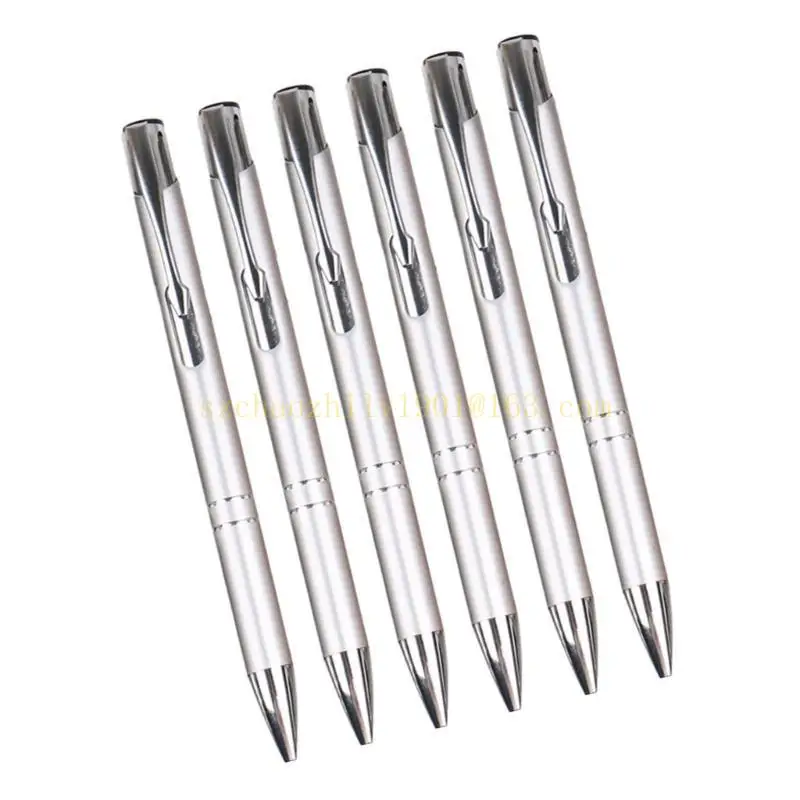 62KA 6PCS Zapójki metalowy długopis z metalowym piórem biurowym metalowym podpisaniem pióra napisz smoohtly dla szkoły biurowej