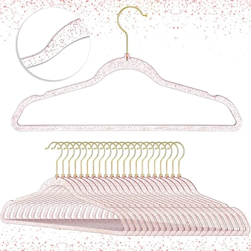 

50 Pcs Clear Acrylic Hangers Plastic Glitter Coat Hanger Durable Nonslip,Hangers Lightweight and Space Saving Hangers