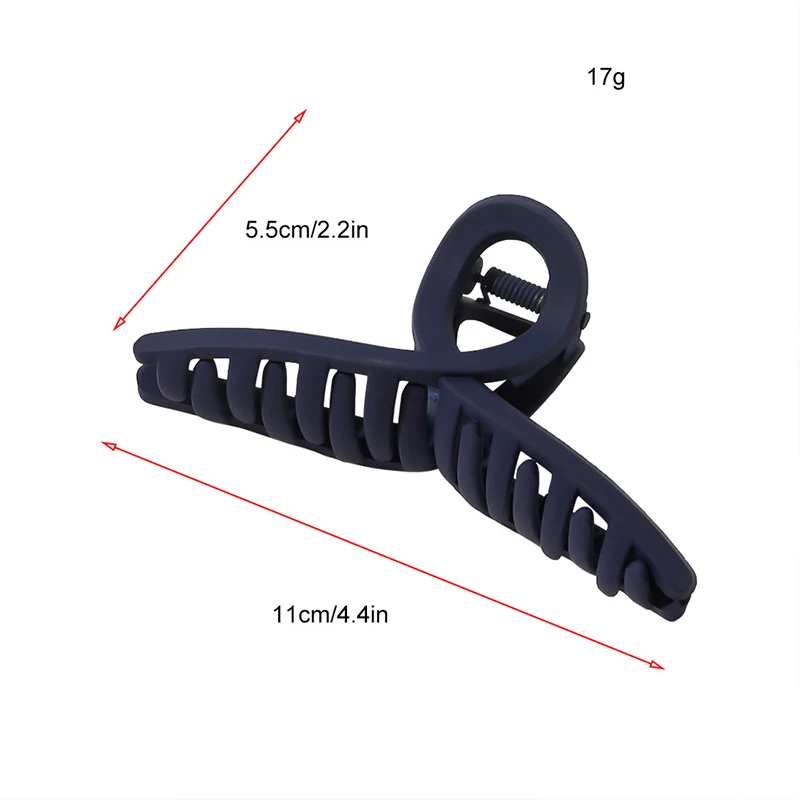 Black Navy Solid 11cm Matte Cross Shark Hair Clips Big Size Geometric Hair Claw Crab Hairpins Fashion Hair Styling Accessories