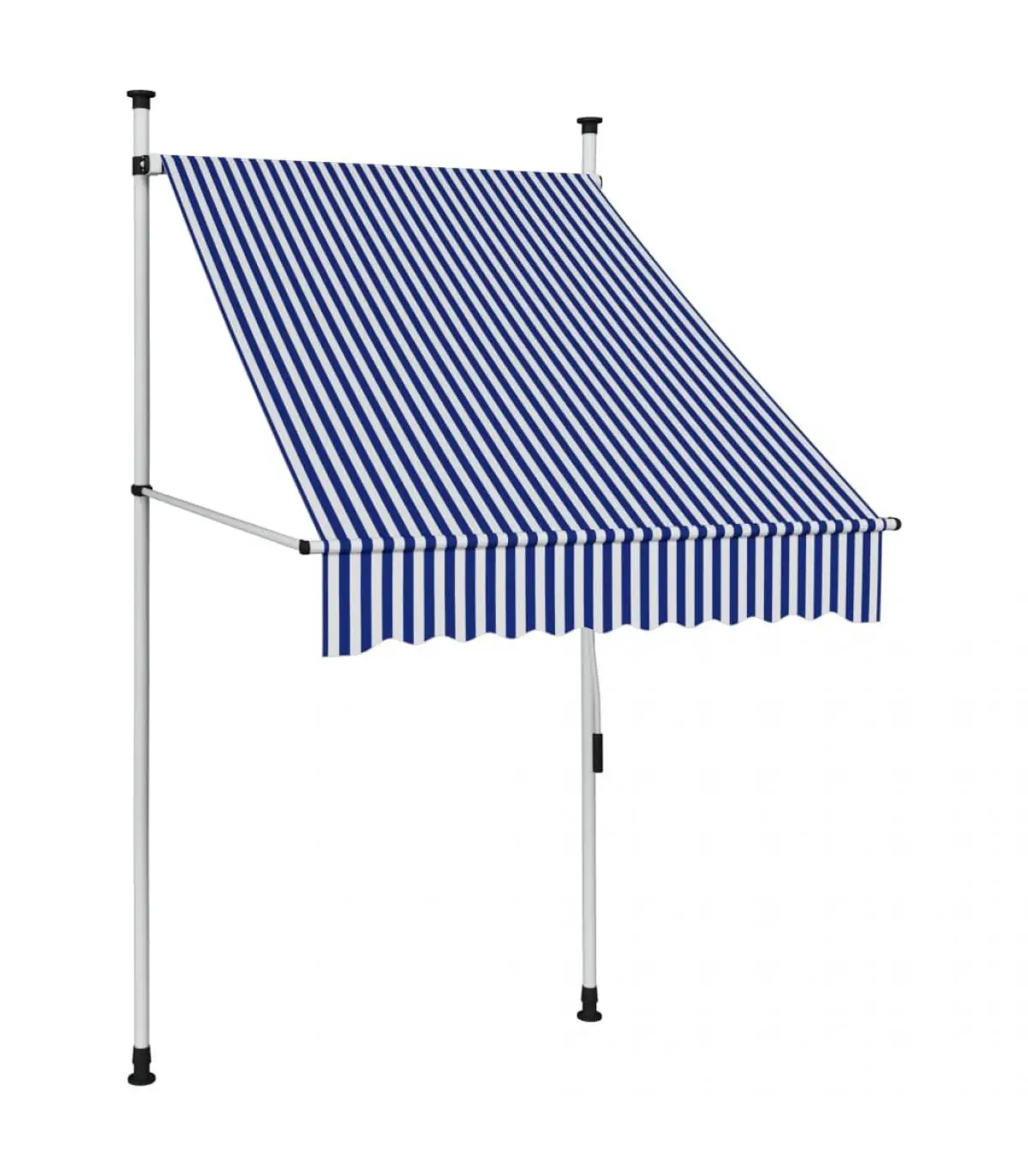 Awnings manual retractable awning 100 cm blue and white striped