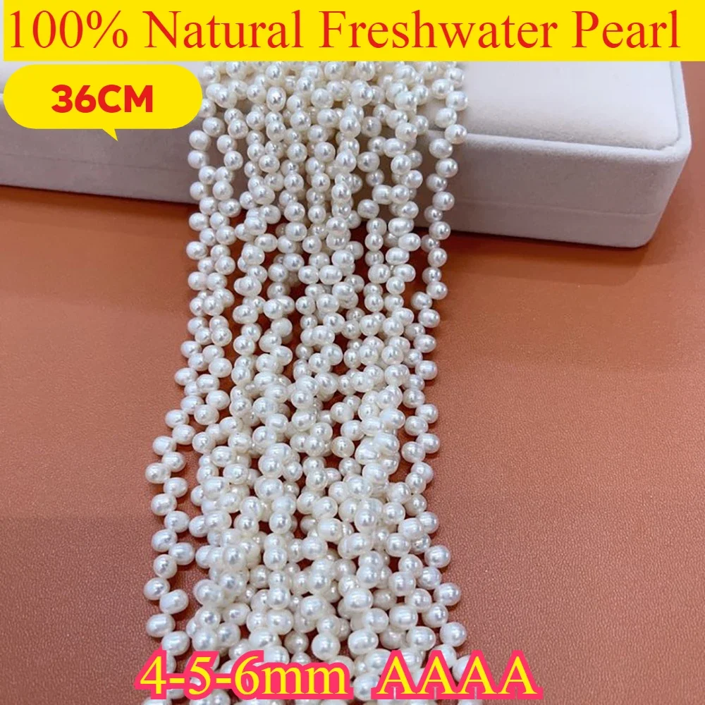 

4-5-6mm 4A New Oval Three-seven Hole Wedding Natural White Freshwater Pearl Bead Jewelry Make DIY Necklace Bracelet Accessories