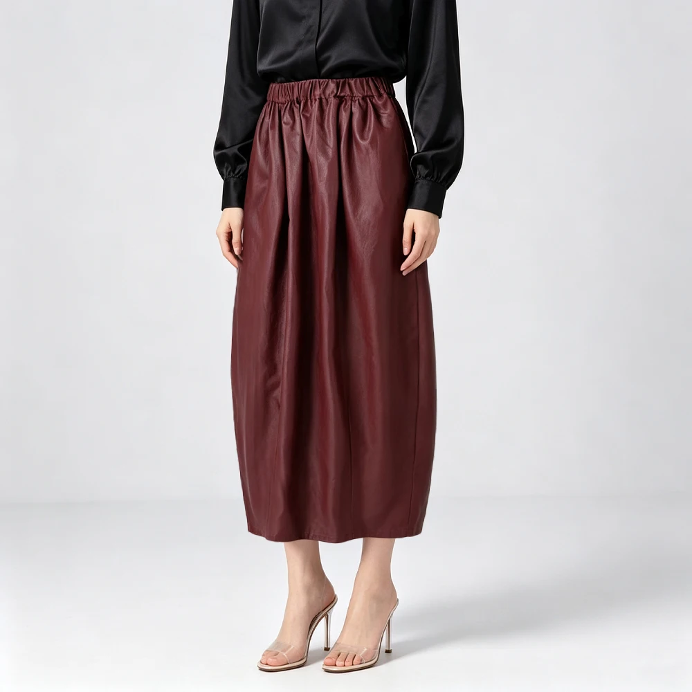Autumn New Vintage 100% Natural Mulberry Silk Gambiered Guangdong Gauze Turtle Cracked Flower Bud Women's Fashion Skirt