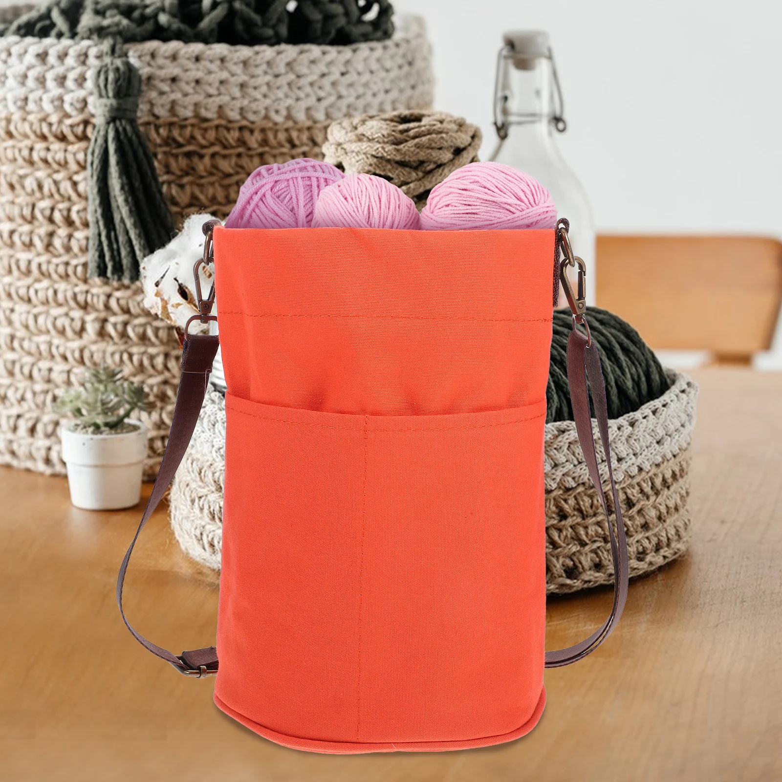 

Crochet Storage Tube Yarn Organizer Bag Knitting Accessories Holder Cylinder Canvas Pouch For Crafting Tools Sewing