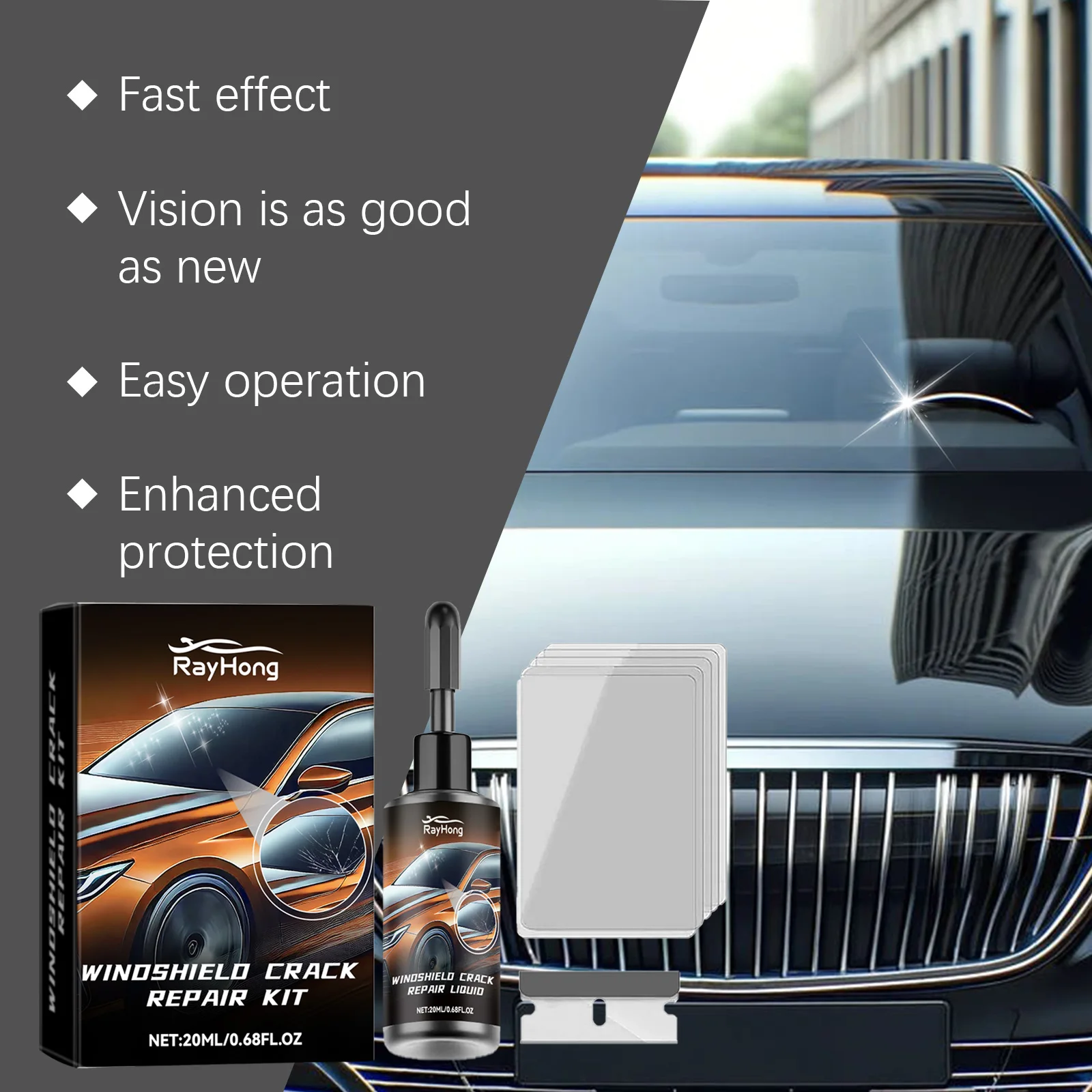 Car Windshield Repair Resin Kit Quickly Repair Cracks Windscreen Break Scratch Restoration Protective Stickers Repair Fluid Kit