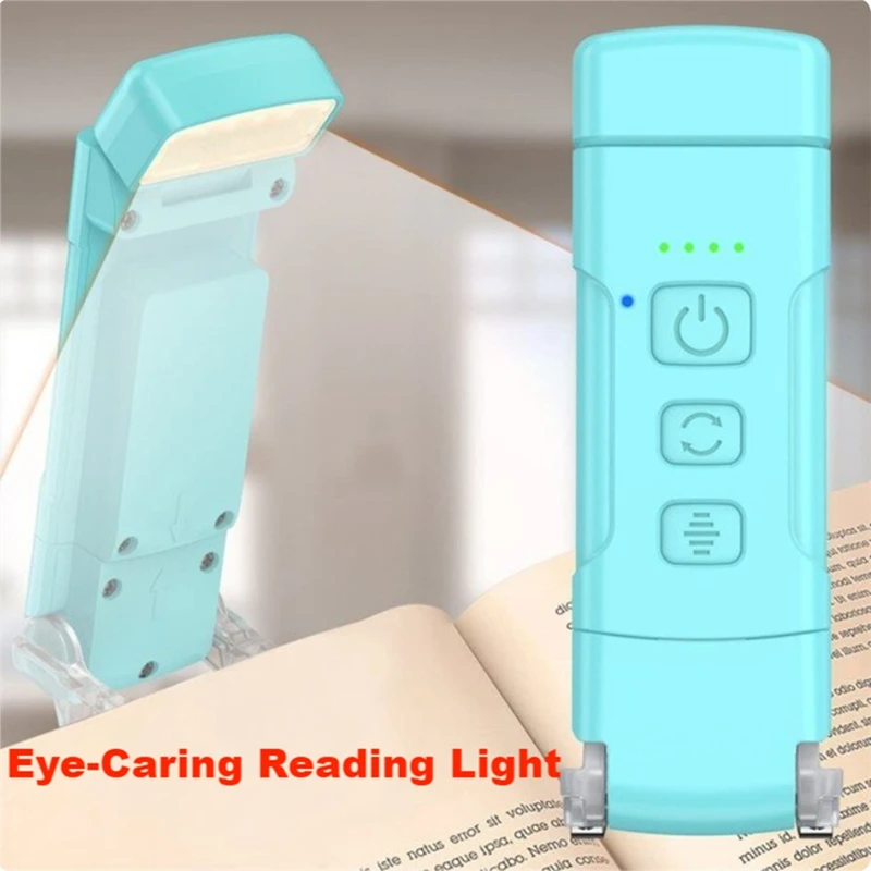 Book Light With Timer USB Rechargeable Reading Light Clip-On Read Lamp Bookmark Night Light Book Lamp 5 Brightness Durable Blue