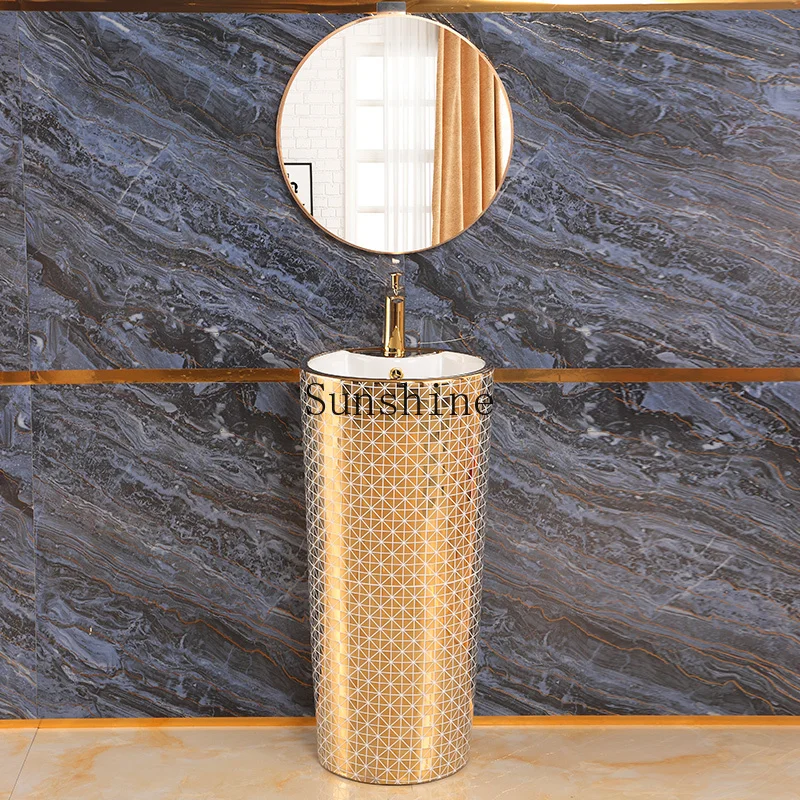 

Integrated floor-to-ceiling column basin household bathroom balcony sink