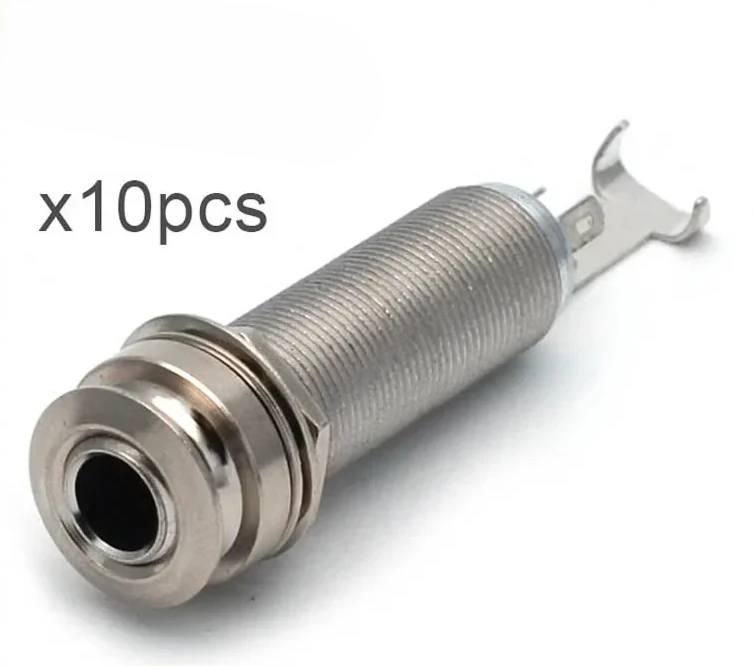 

10Pcs CYLINDER Guitar Pickup Endpin Output Jack Nickel Strap Lock Chrome