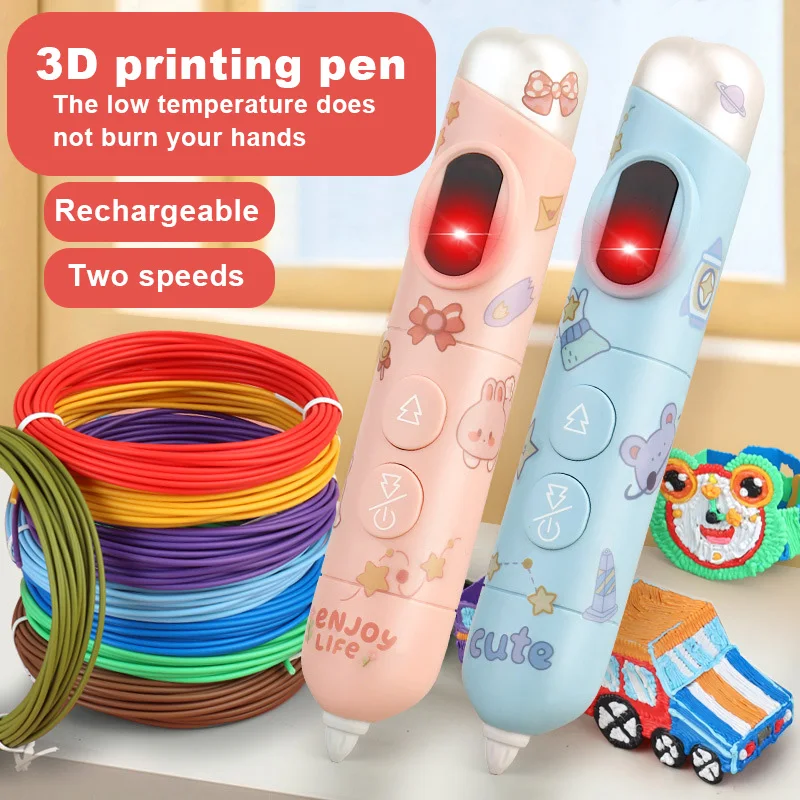 Rechargeable Electronic 3D Printing Pen with 9M PCL ConsumablesThree-dimensional painting 3D Graffiti Christmas Birthday Gift