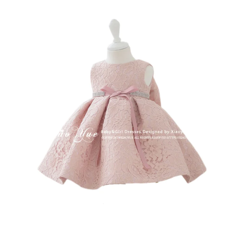 

Elegant Pink Girl Summer Dresses for Wedding Flower Girl Dress Party Princess Baby Girl Birthday Dress with Big Bow 2-12T