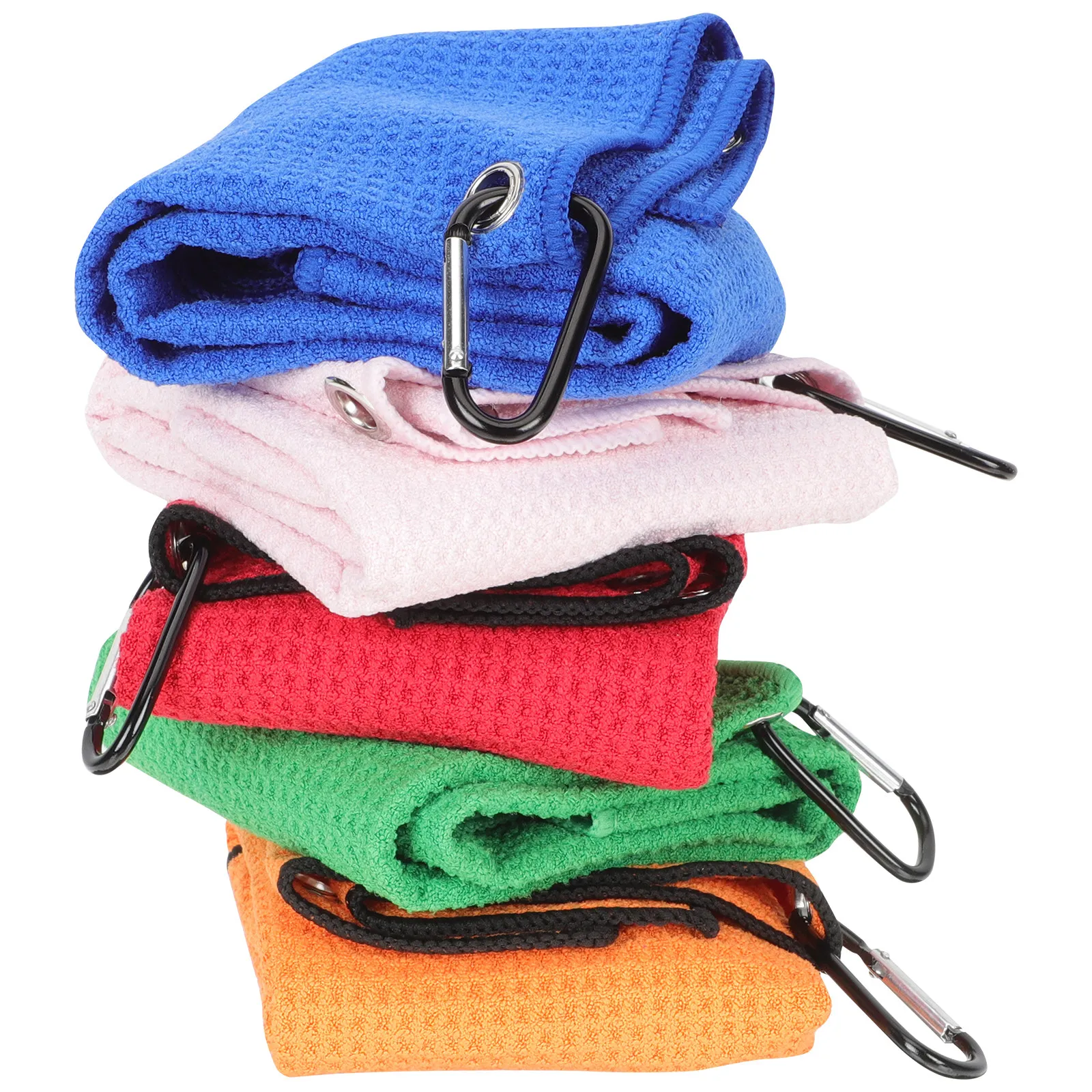 5Pcs Microfiber Golfs Towel Portable Outdoor Ball Cleaner Durable Practical Buckle Design Save Time Energy Golfs Towel