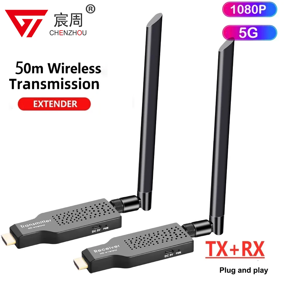 

50M 1080P 5.8G Wireless Audio Video Transmitter Receiver Extender For PS4 PS5 Camera Laptop PC to TV Monitor Projector