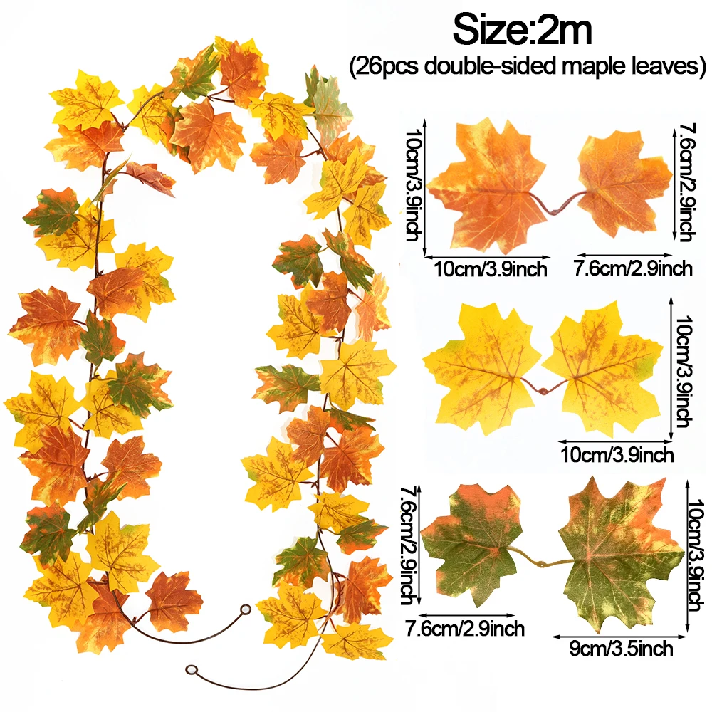 Thanksgiving Dekorationen Herbst Ahorn Rebe Girlande Künstliche Herbst Herbst Laub Girlande Hochzeit Kamin Dekor Halloween Party – Detail 15