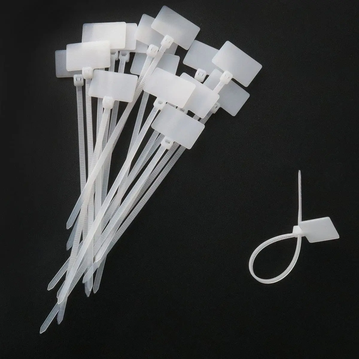 1000Pcs  Nylon Marker Cable Ties White Self-locking Wire Zip Ties Cable Mark Tags Label Tie Straps Nylon Power Marking Label