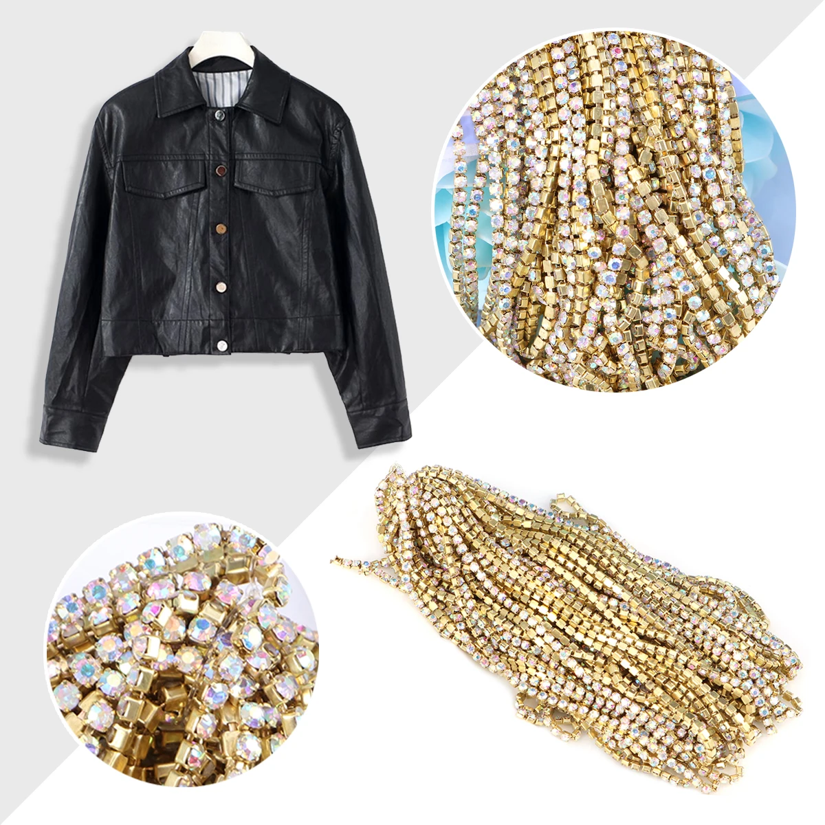 

10M Diamond Chain Rhinestone Crystal Chain Crystal Trim Craft Sewing Decor Jewelry Fashion Trend Wedding Garments