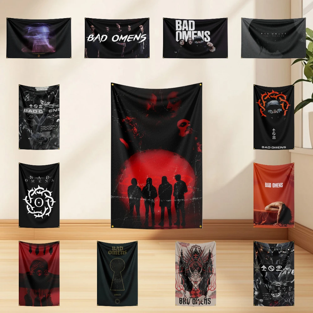 

3x5ft B-Bad Omens Flag Professional Flag Polyester Digital Printing Flagge Banner For Decoration Garage Room Home