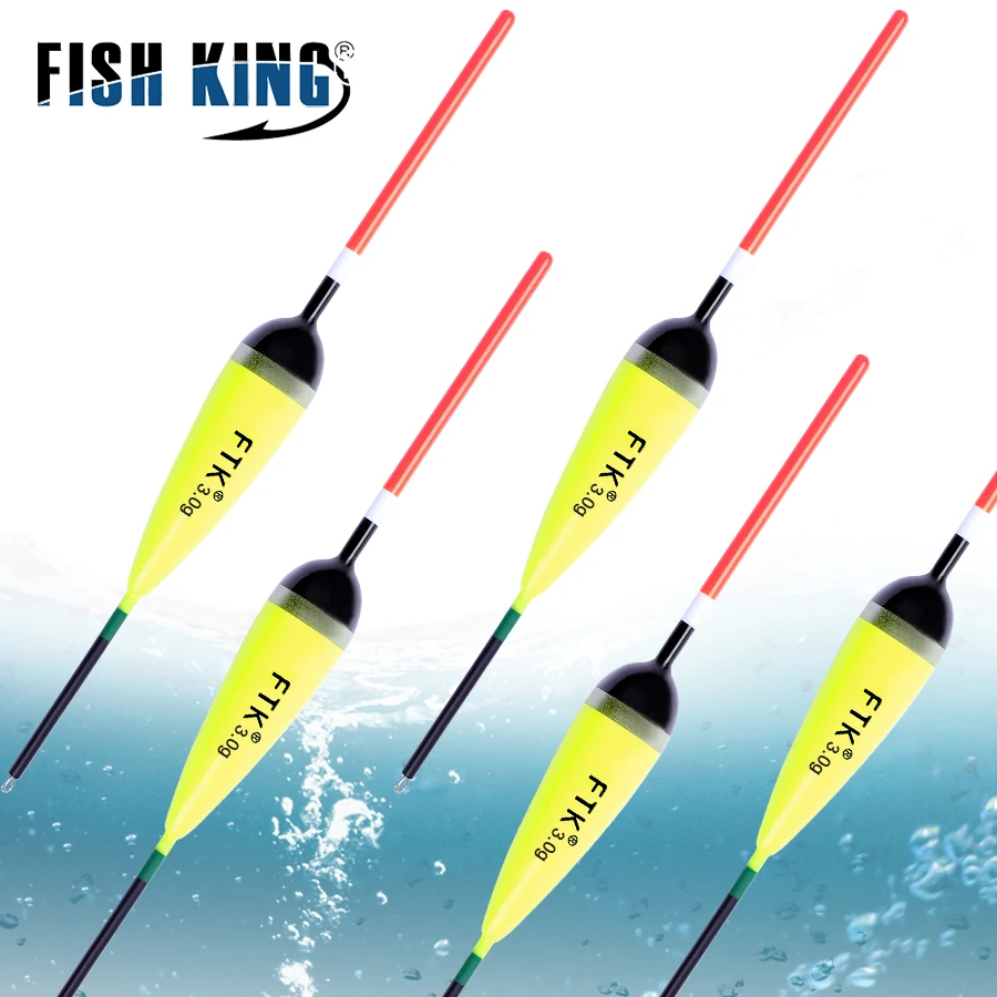 

FISH KING 5pcs Fishing Float Size 2g-4g Barguzinsky Fir Floats Carp Fishing Bobber Vertical Buoy Length 15.5-20cm Fishing Tackle