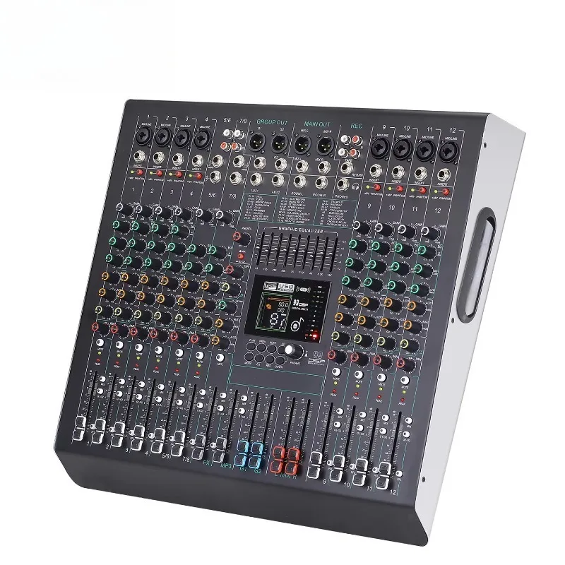 GAX-FC12 Professional 12-channel Recording Mixer With 2 Sets of Stereo Inputs and Built in 99 Types DSP Effectors