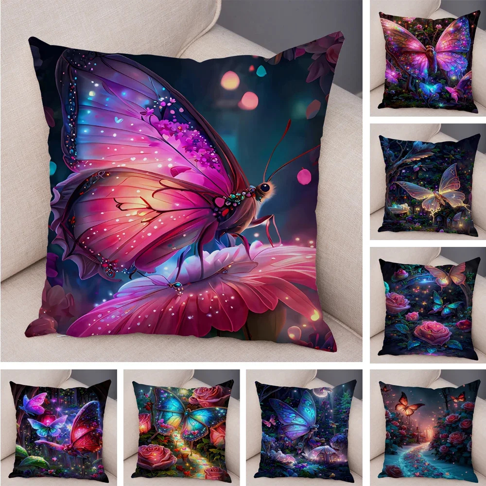 Cartoon Flower Butterfly Animal Pillow Case Decor Flower Cus