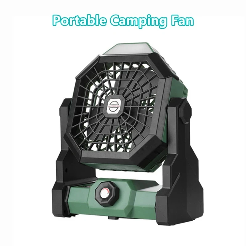 Camping Fan With LED Light, 7800Mah Portable Rechargeable Battery Operated Outdoor Tent Fan With LED Night Light